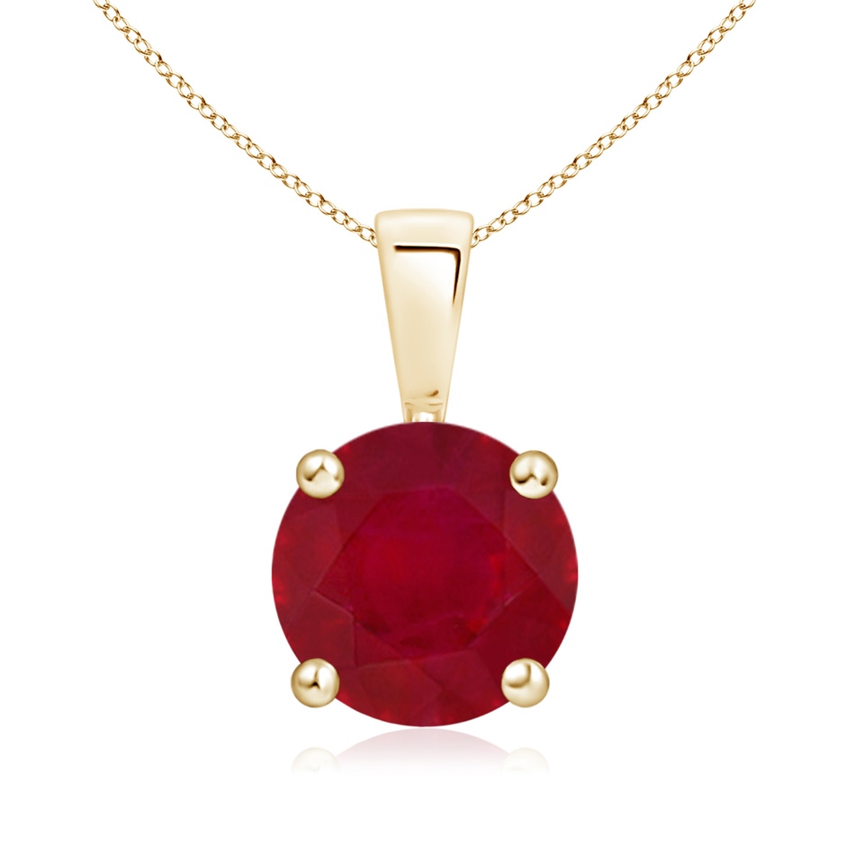 8mm AA Classic Prong-Set Round Ruby Solitaire Pendant in Yellow Gold 