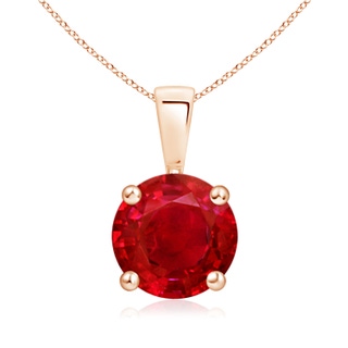 8mm AAA Classic Prong-Set Round Ruby Solitaire Pendant in 10K Rose Gold