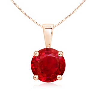 8mm AAA Classic Round Ruby Solitaire Pendant in 18K Rose Gold