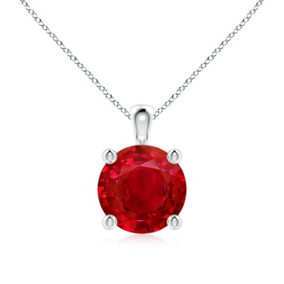 8mm AAA Classic Round Ruby Solitaire Pendant in P950 Platinum