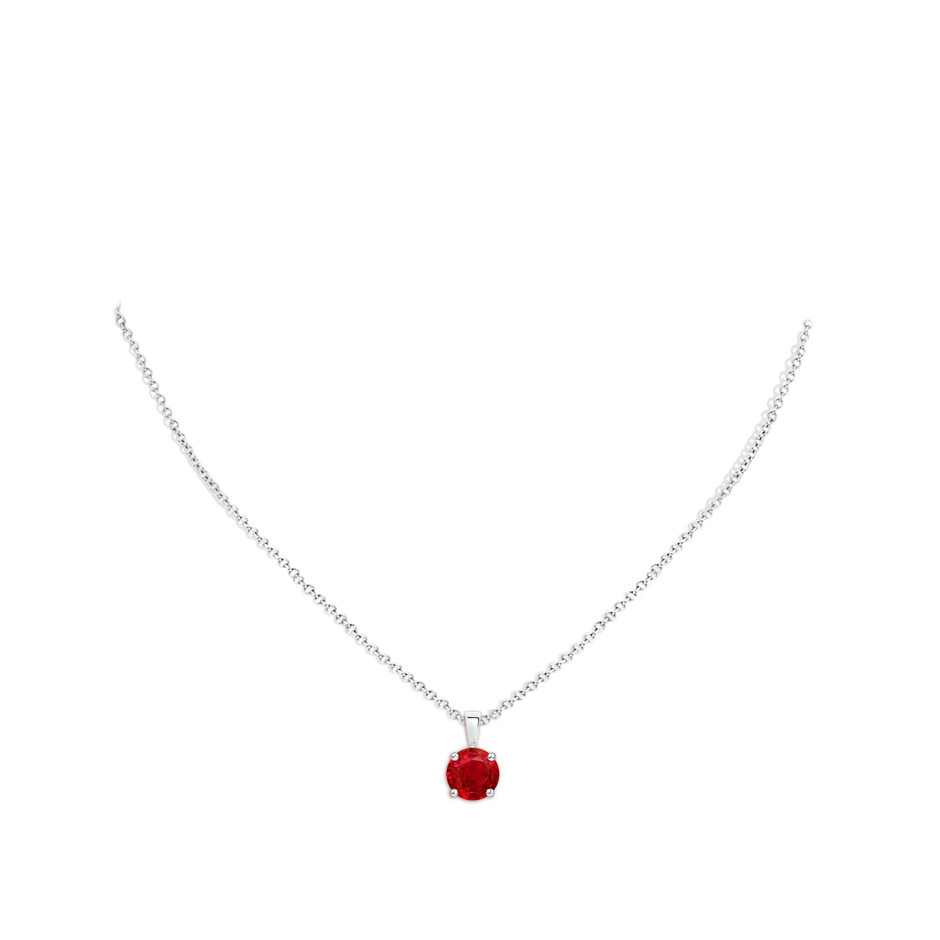 8mm AAA Classic Prong-Set Round Ruby Solitaire Pendant in S999 Silver pen
