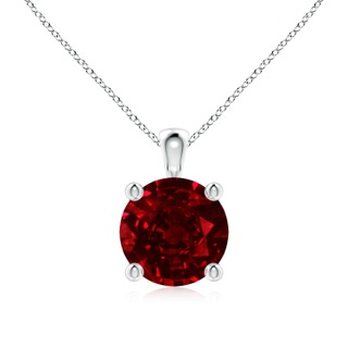 8mm AAAA Classic Round Ruby Solitaire Pendant in P950 Platinum