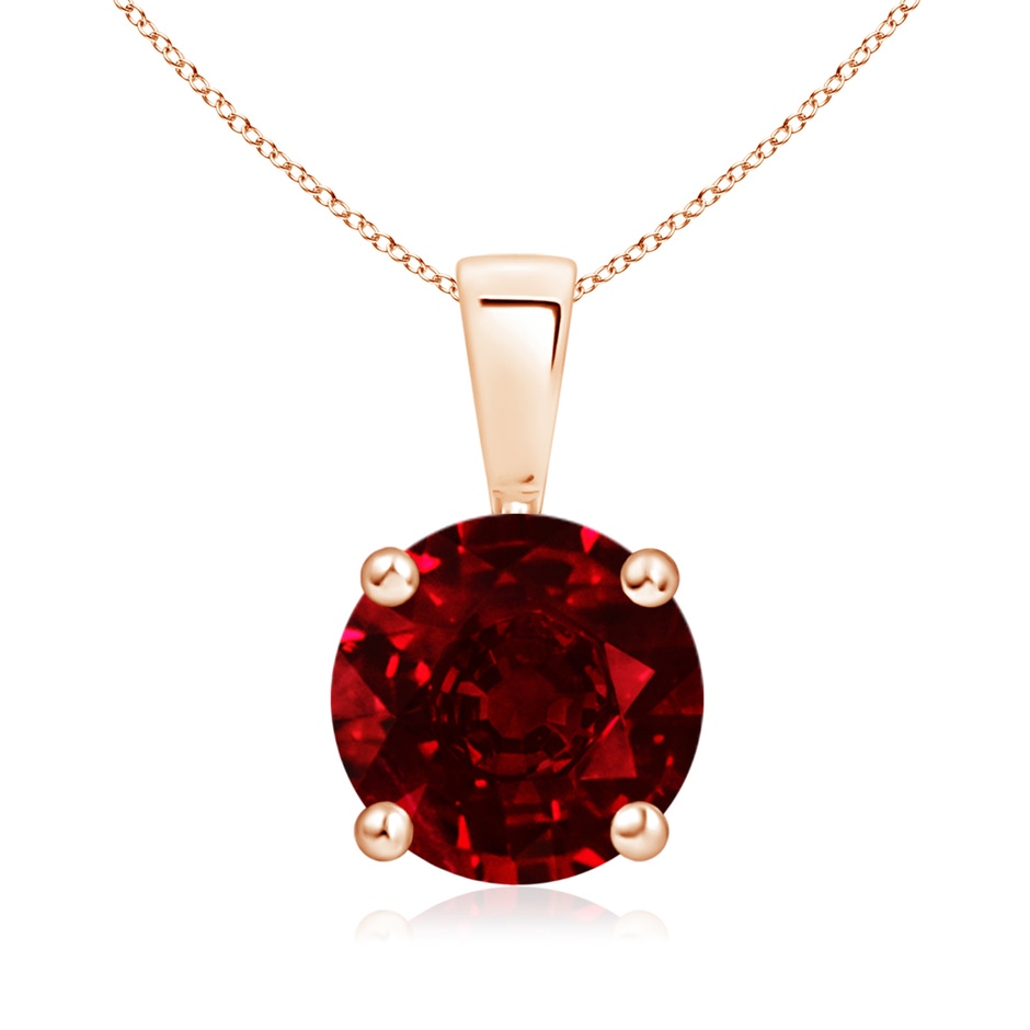 8mm AAAA Classic Prong-Set Round Ruby Solitaire Pendant in Rose Gold 