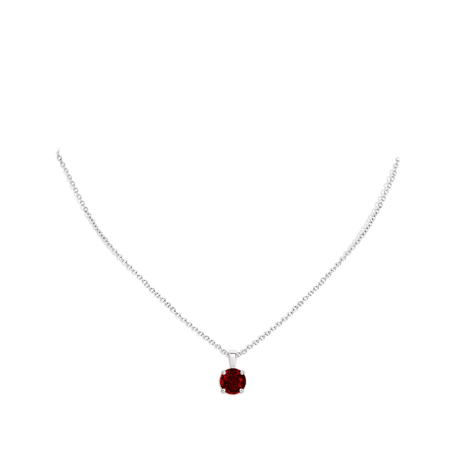 8mm AAAA Classic Prong-Set Round Ruby Solitaire Pendant in White Gold pen