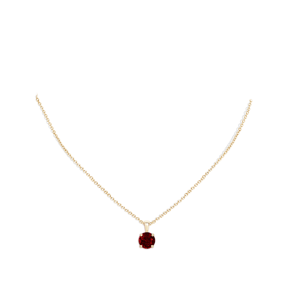 8mm AAAA Classic Prong-Set Round Ruby Solitaire Pendant in Yellow Gold pen