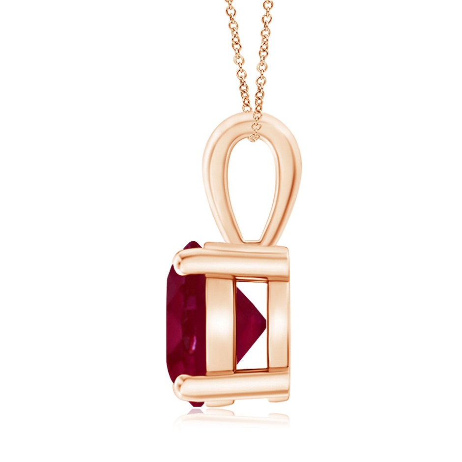 9mm A Classic Prong-Set Round Ruby Solitaire Pendant in Rose Gold side 199
