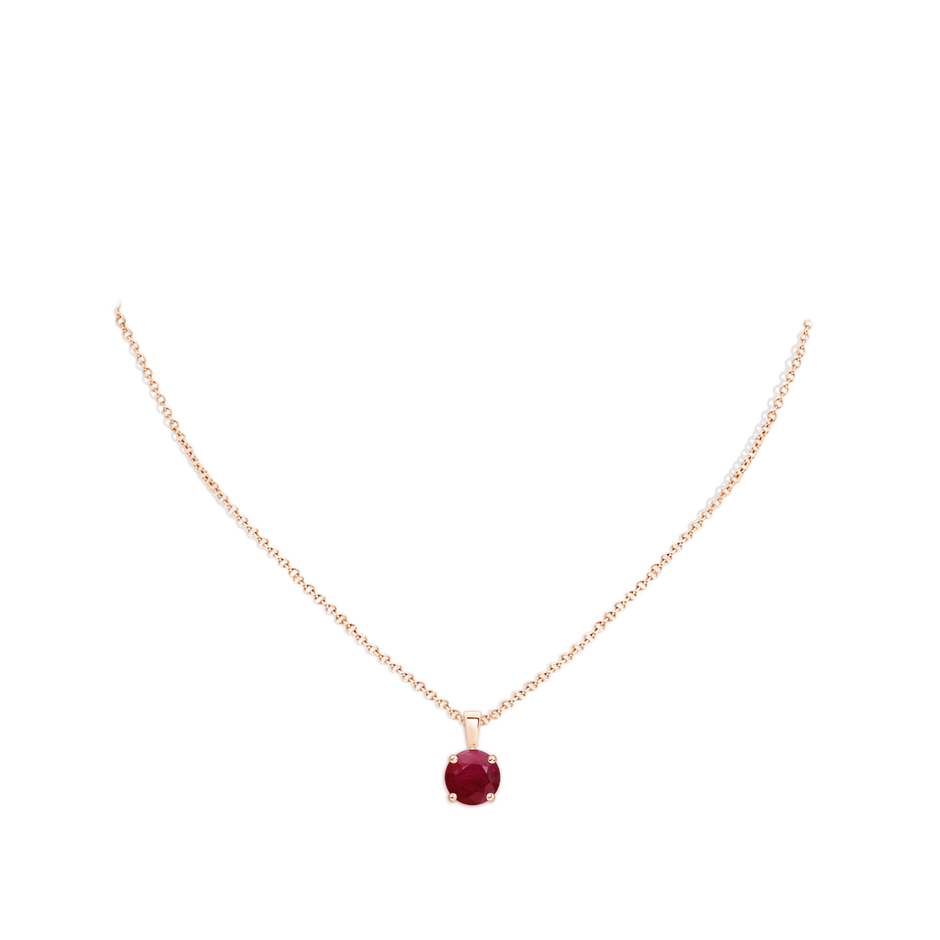 9mm A Classic Prong-Set Round Ruby Solitaire Pendant in Rose Gold pen