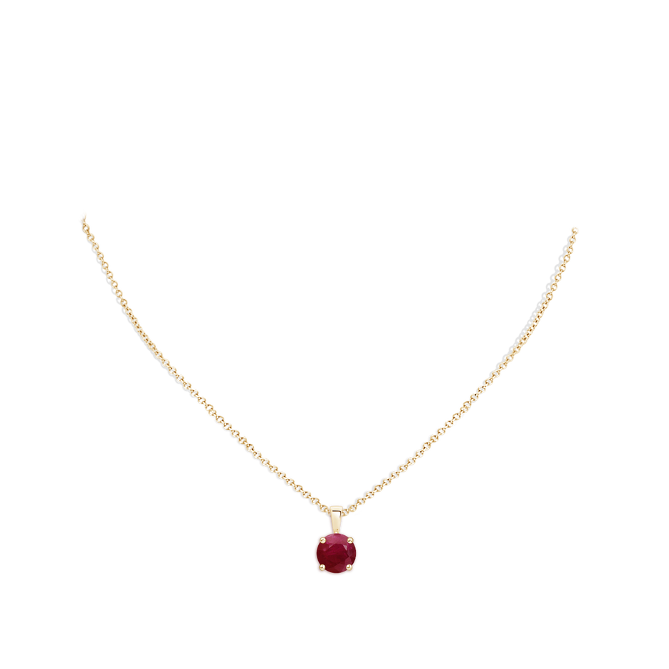 9mm A Classic Prong-Set Round Ruby Solitaire Pendant in Yellow Gold pen