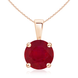 9mm AA Classic Round Ruby Solitaire Pendant in 18K Rose Gold