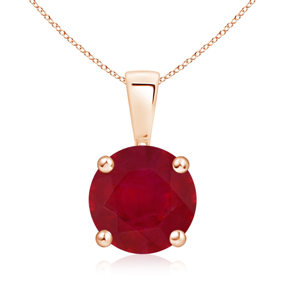 9mm AA Classic Prong-Set Round Ruby Solitaire Pendant in 18K Rose Gold 
