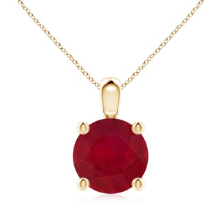 9mm AA Classic Round Ruby Solitaire Pendant in 9K Yellow Gold