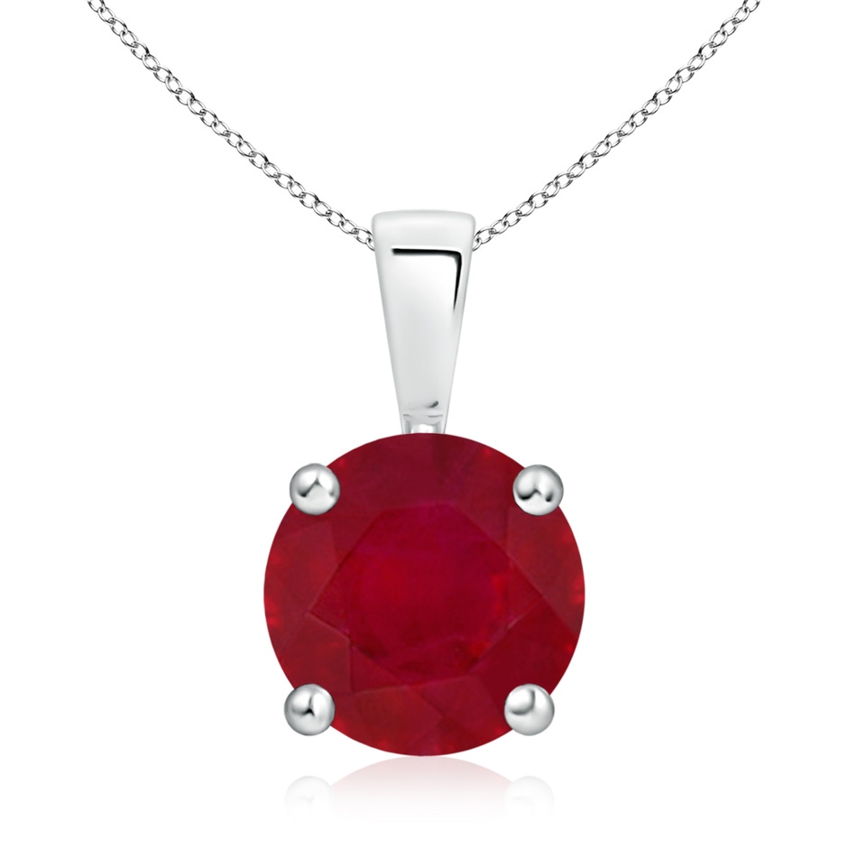 9mm AA Classic Prong-Set Round Ruby Solitaire Pendant in P950 Platinum 
