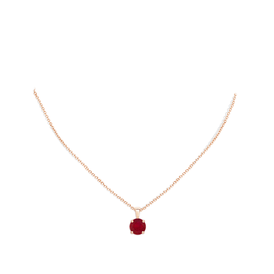 9mm AA Classic Prong-Set Round Ruby Solitaire Pendant in Rose Gold pen