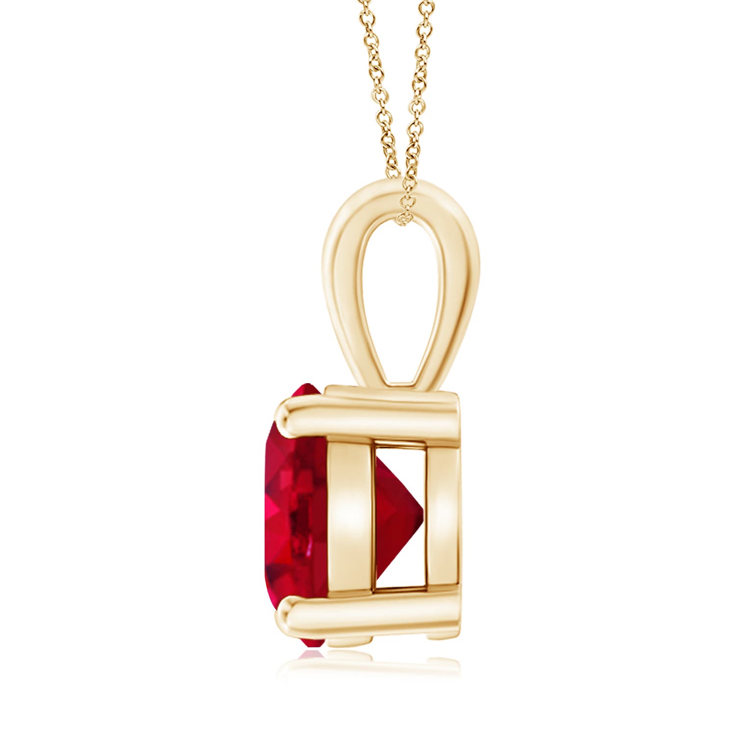 9mm AAA Classic Prong-Set Round Ruby Solitaire Pendant in 18K Yellow Gold