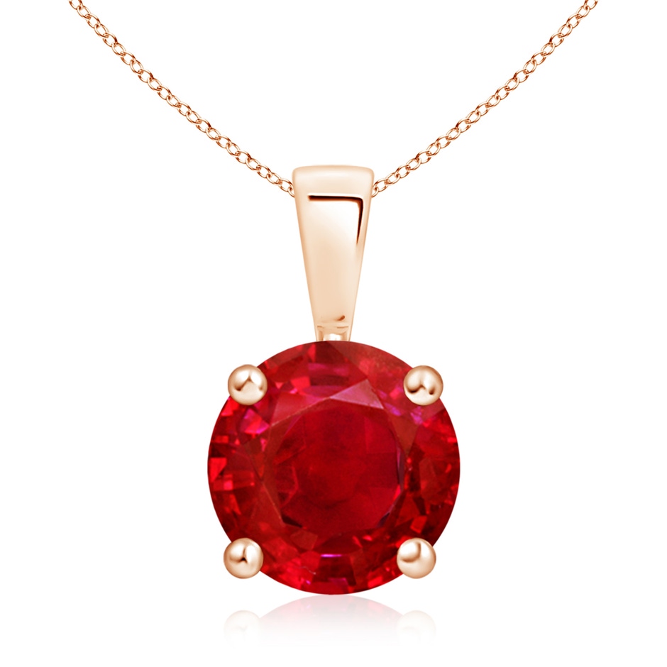 9mm AAA Classic Prong-Set Round Ruby Solitaire Pendant in Rose Gold 