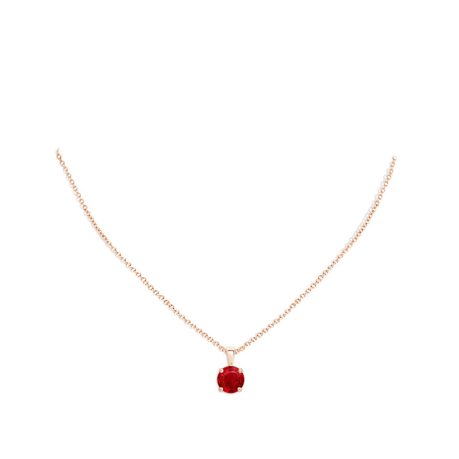 9mm AAA Classic Prong-Set Round Ruby Solitaire Pendant in Rose Gold pen
