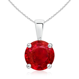 9mm AAA Classic Prong-Set Round Ruby Solitaire Pendant in S999 Silver