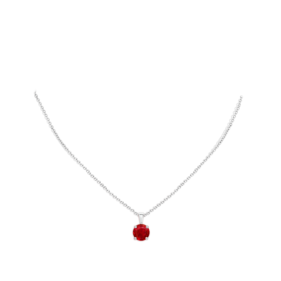 9mm AAA Classic Prong-Set Round Ruby Solitaire Pendant in S999 Silver pen