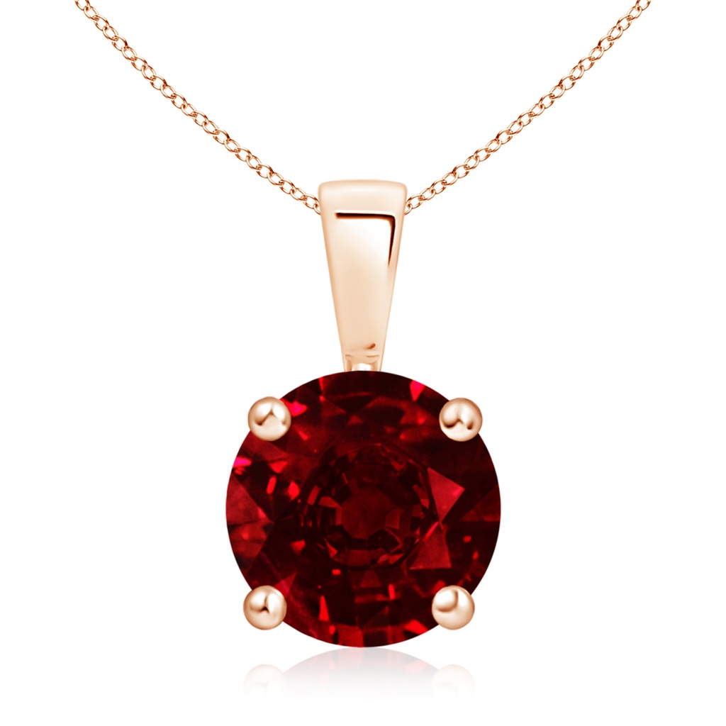 9mm AAAA Classic Round Ruby Solitaire Pendant in 9K Rose Gold