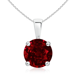 9mm AAAA Classic Prong-Set Round Ruby Solitaire Pendant in P950 Platinum