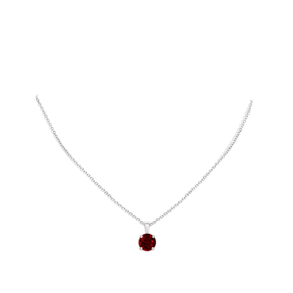 9mm AAAA Classic Prong-Set Round Ruby Solitaire Pendant in P950 Platinum pen