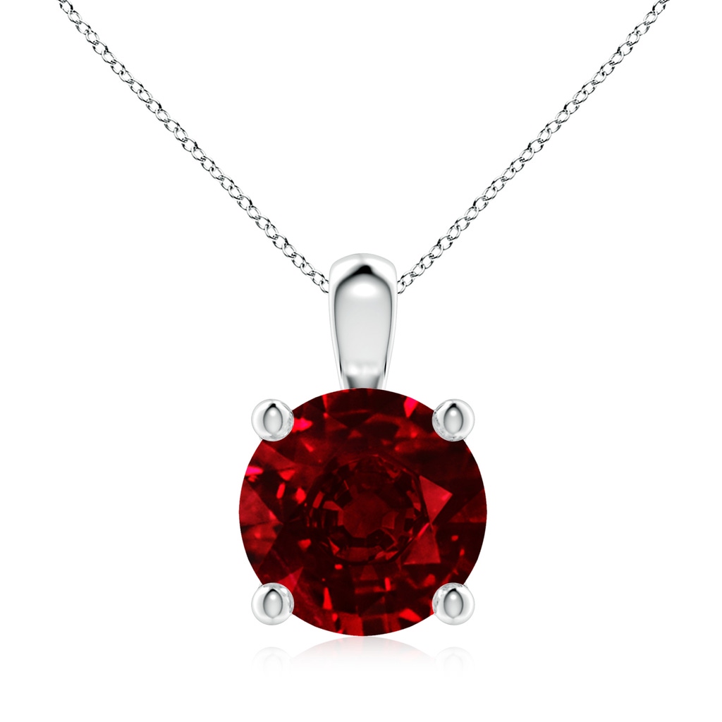 9mm AAAA Classic Round Ruby Solitaire Pendant in S999 Silver