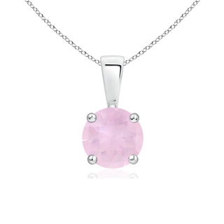 6mm AAA Classic Round Rose Quartz Solitaire Pendant in White Gold