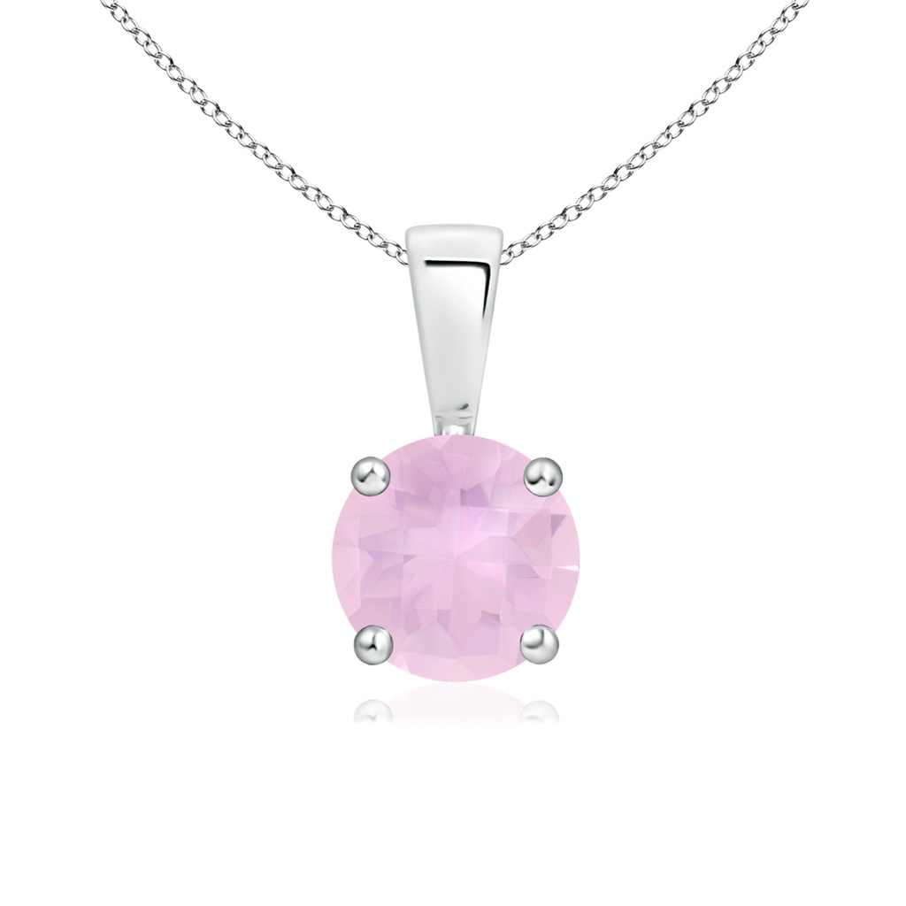 6mm AAAA Classic Round Rose Quartz Solitaire Pendant in S999 Silver