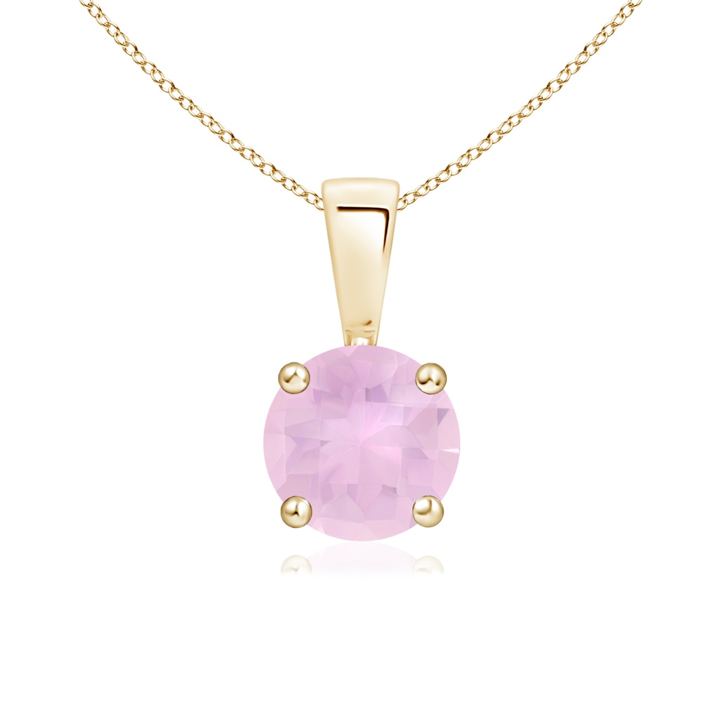 6mm AAAA Classic Round Rose Quartz Solitaire Pendant in Yellow Gold