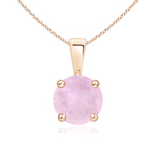 7mm AAA Classic Round Rose Quartz Solitaire Pendant in Rose Gold