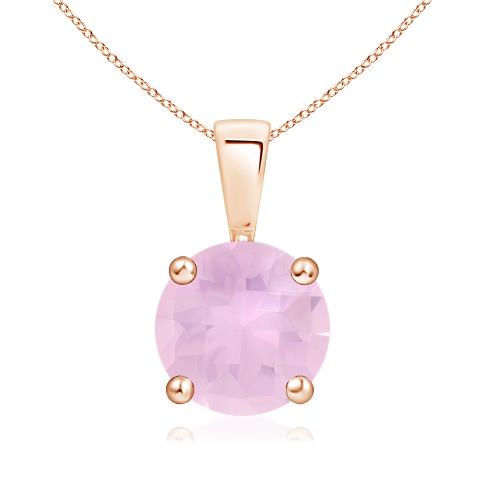 8mm AAAA Classic Round Rose Quartz Solitaire Pendant in Rose Gold 