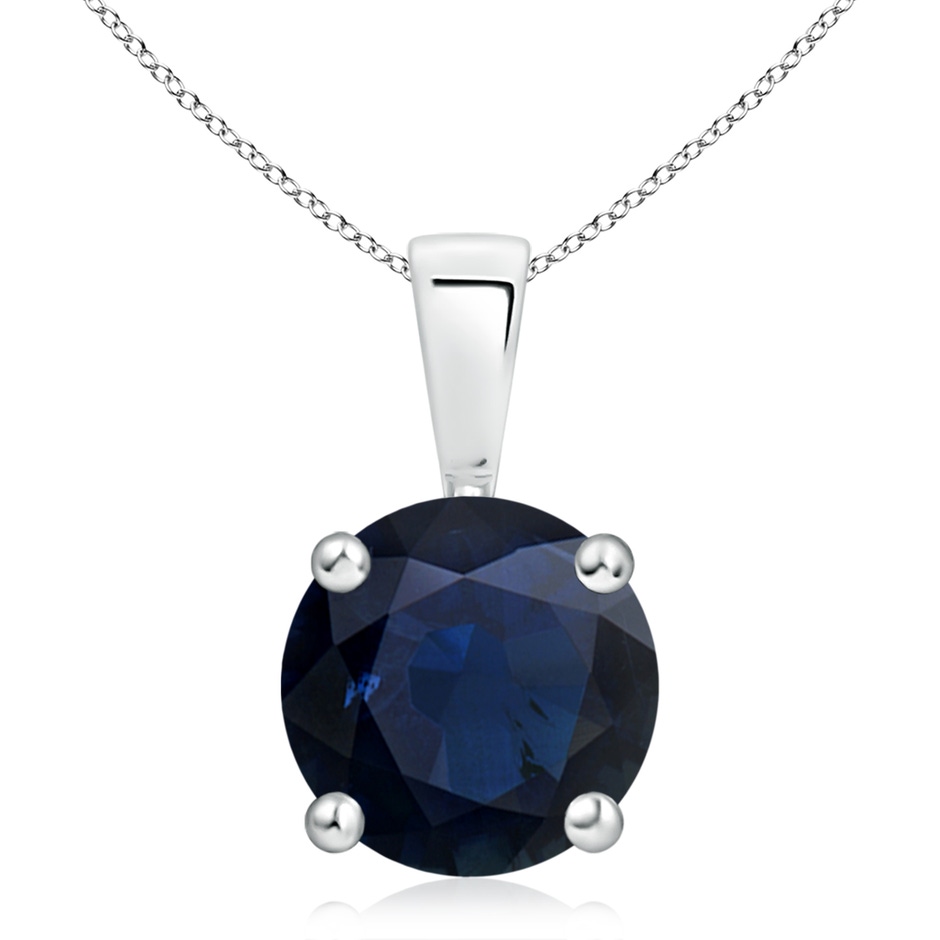 10mm A Classic Prong-Set Round Blue Sapphire Solitaire Pendant in P950 Platinum 