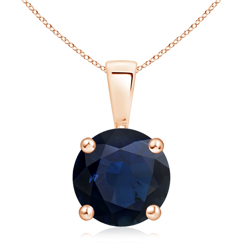10mm A Classic Prong-Set Round Blue Sapphire Solitaire Pendant in Rose Gold 