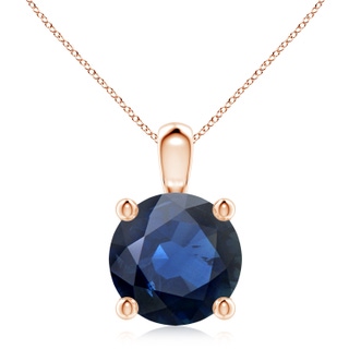 10mm AA Classic Round Blue Sapphire Solitaire Pendant in Rose Gold