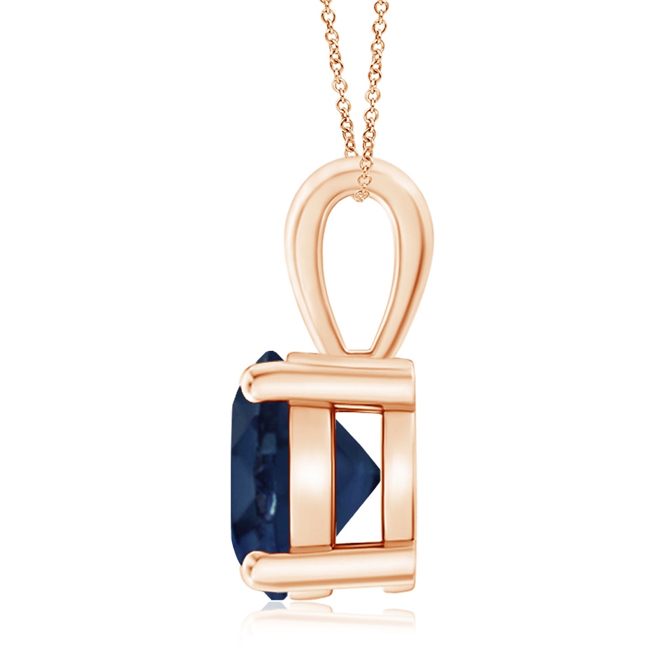 10mm AA Classic Prong-Set Round Blue Sapphire Solitaire Pendant in Rose Gold side 199