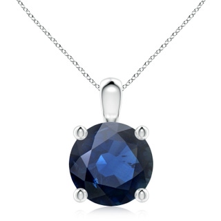10mm AA Classic Round Blue Sapphire Solitaire Pendant in White Gold
