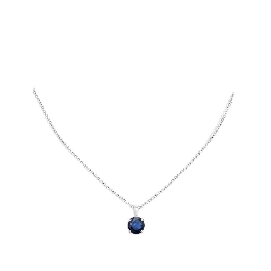 10mm AA Classic Prong-Set Round Blue Sapphire Solitaire Pendant in White Gold pen