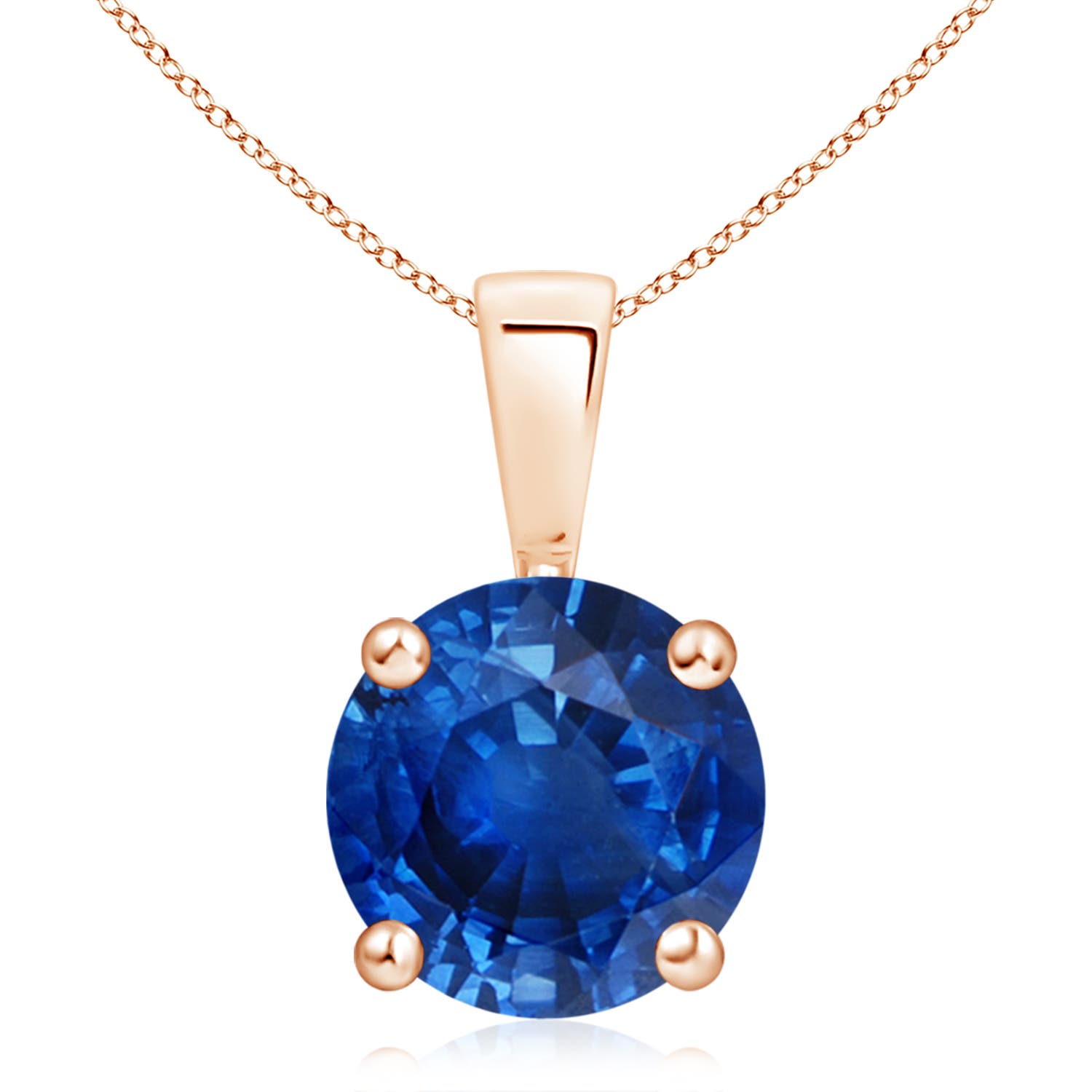 Angara 4.5 CTW Classic Prong-Set Round Blue Sapphire Solitaire Pendant in 18K Rose Gold