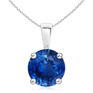 10mm AAA Classic Round Blue Sapphire Solitaire Pendant in P950 Platinum