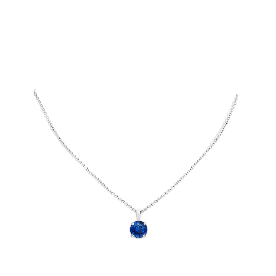 10mm AAA Classic Prong-Set Round Blue Sapphire Solitaire Pendant in P950 Platinum pen