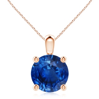 10mm AAA Classic Round Blue Sapphire Solitaire Pendant in Rose Gold