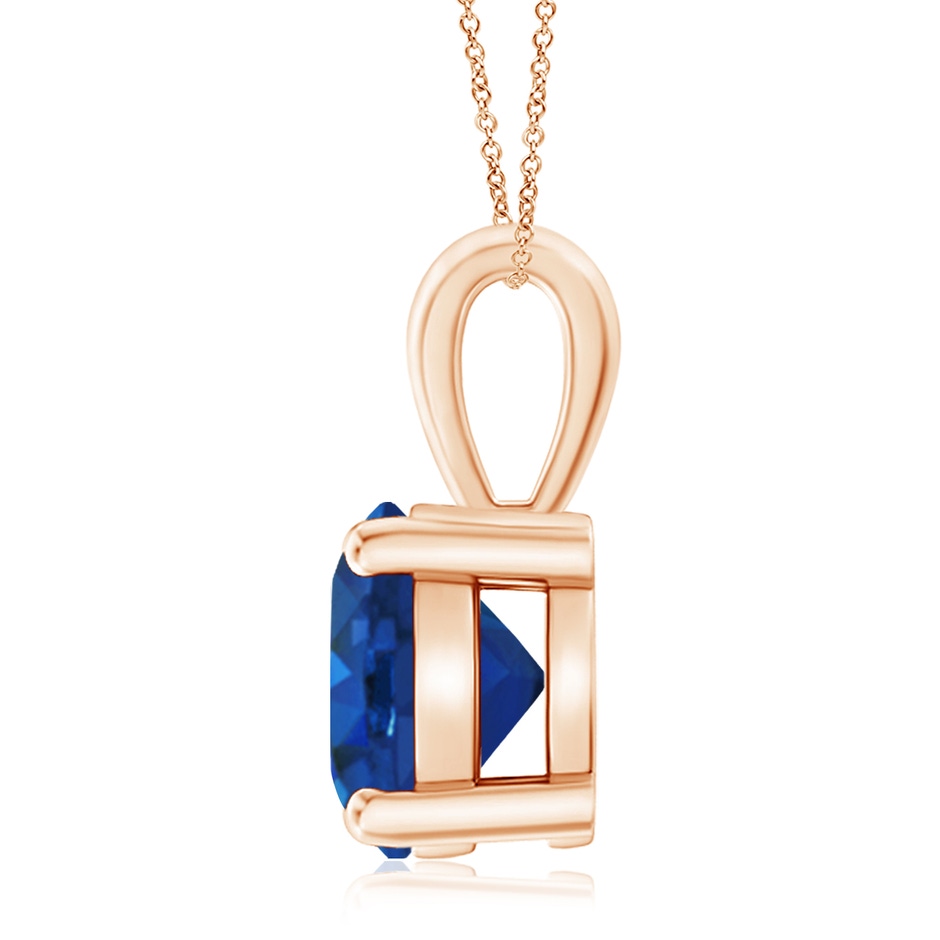 10mm AAA Classic Prong-Set Round Blue Sapphire Solitaire Pendant in Rose Gold side 199