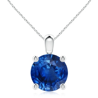 10mm AAA Classic Round Blue Sapphire Solitaire Pendant in S999 Silver