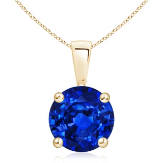 10mm Lab-Grown Classic Round Blue Sapphire Solitaire Pendant in 9K Yellow Gold