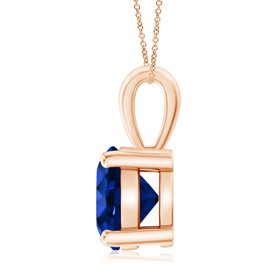 10mm AAAA Classic Prong-Set Round Blue Sapphire Solitaire Pendant in Rose Gold side 199