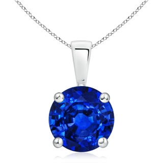 10mm Lab-Grown Classic Round Blue Sapphire Solitaire Pendant in S999 Silver