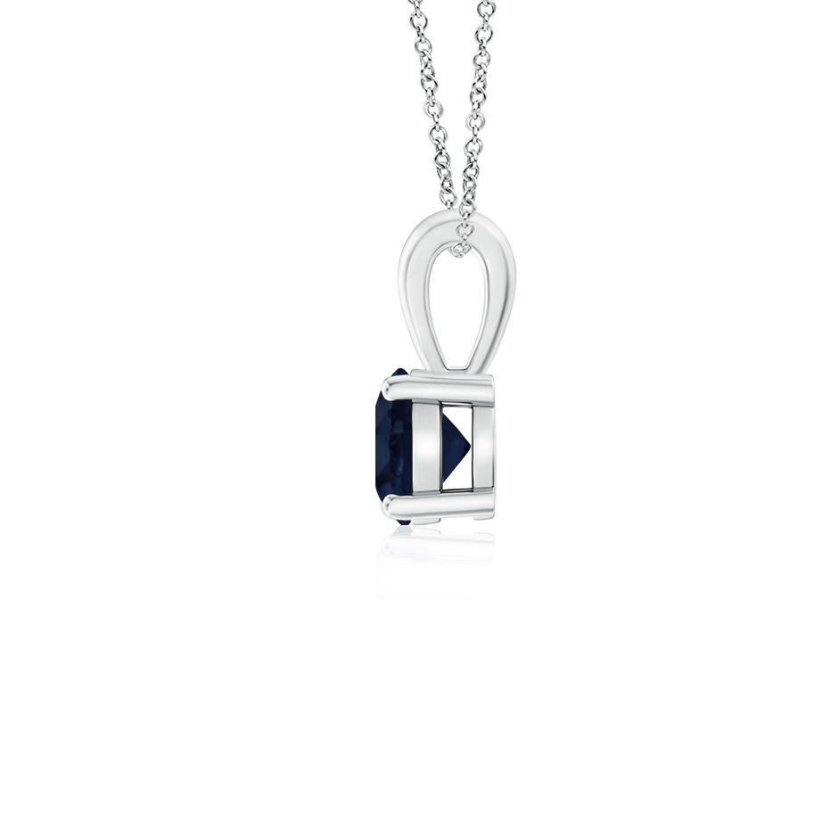 4mm A Classic Prong-Set Round Blue Sapphire Solitaire Pendant in P950 Platinum side 199