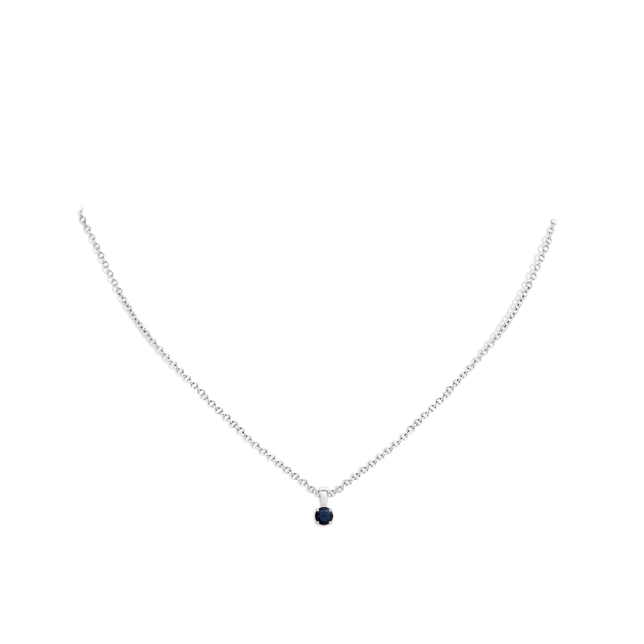 4mm A Classic Prong-Set Round Blue Sapphire Solitaire Pendant in P950 Platinum pen