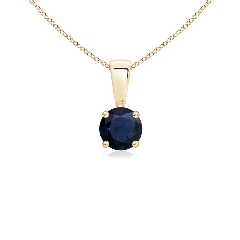 4mm A Classic Prong-Set Round Blue Sapphire Solitaire Pendant in Yellow Gold 