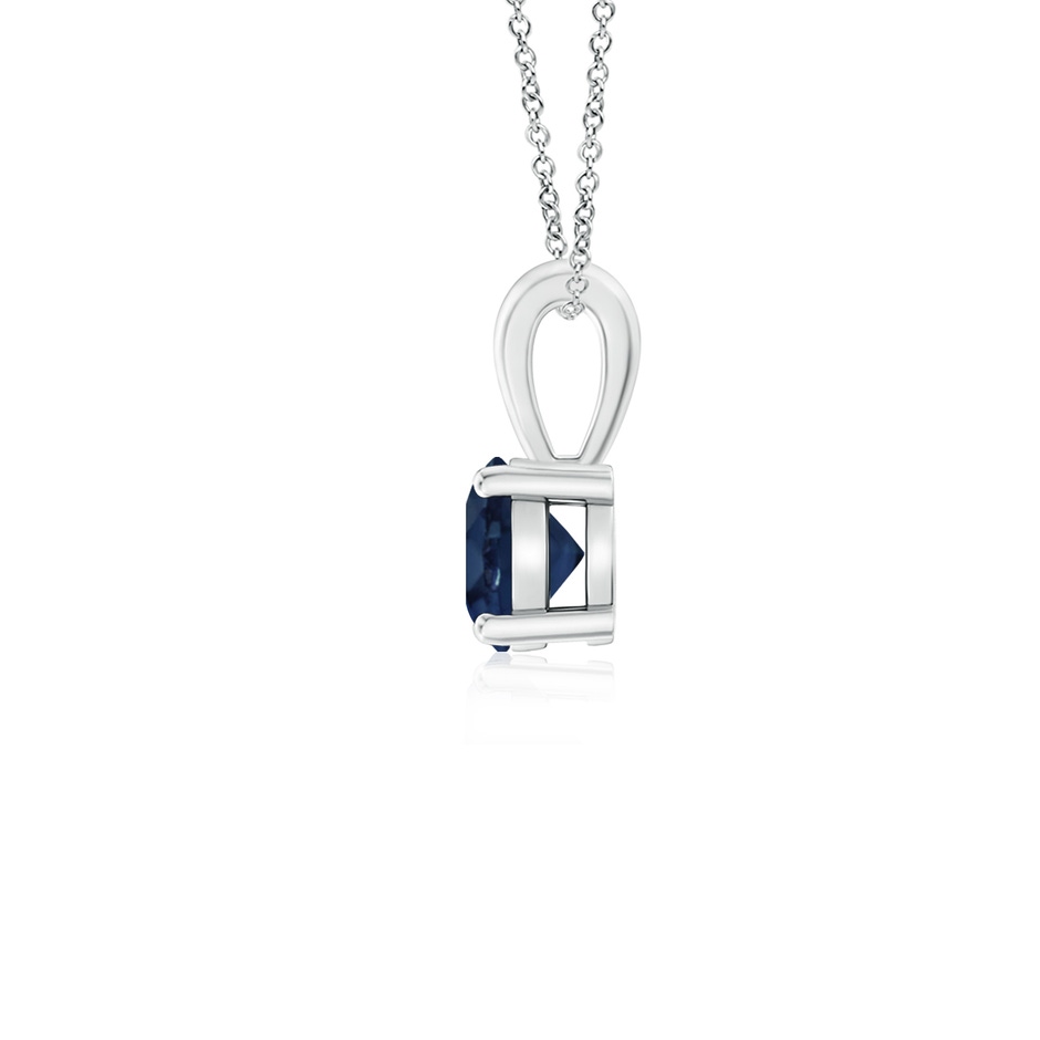4mm AA Classic Prong-Set Round Blue Sapphire Solitaire Pendant in P950 Platinum side 199